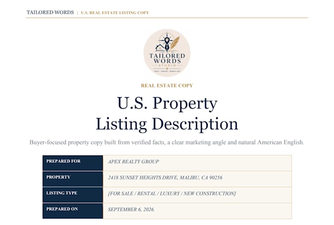 write a compelling real estate listing description for your property